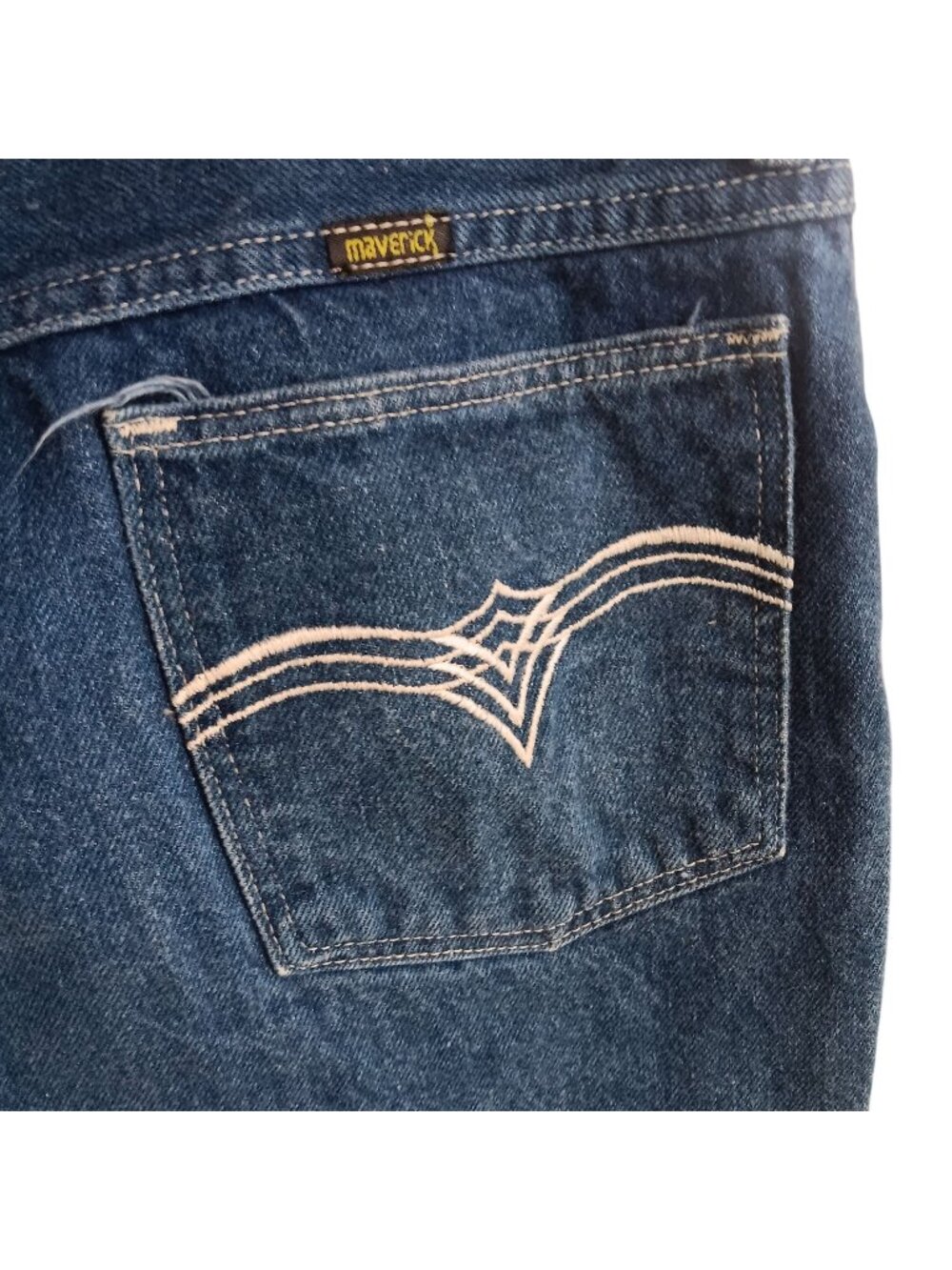 True Vintage Disco Jeans 34x29 80's MAVERICK DISCO RAW DENIM CREASED STRAIGHT